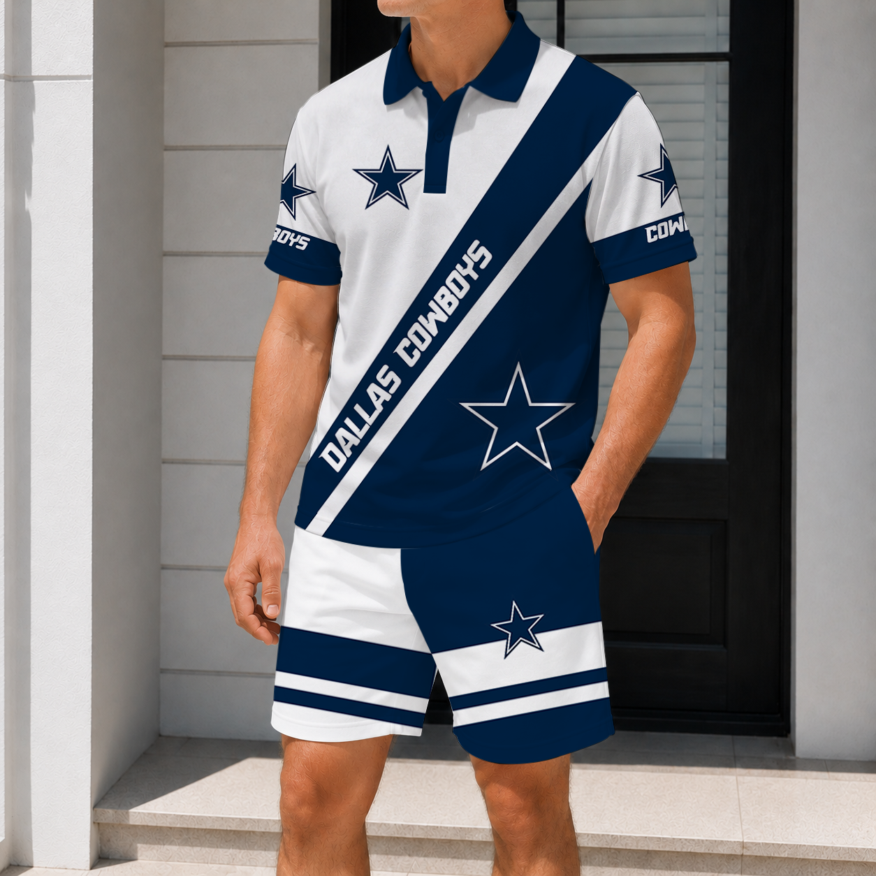 SPECIAL EDITION - NEW CUSTOMIZED NFL21 DCB DALLAS COWBOYS POLO SHIRT & SHORT PANTS SET