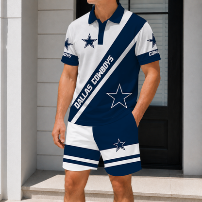 SPECIAL EDITION - NEW CUSTOMIZED NFL21 DCB DALLAS COWBOYS POLO SHIRT & SHORT PANTS SET