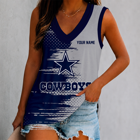 LIMITED EDITION - NEW CUSTOMIZED NFL21 DCB DALLAS COWBOYS WOMEN'S V-NECK TANK TOP