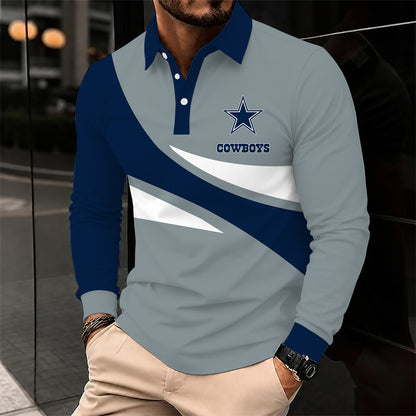 [SPECIAL OFFER] NEW CUSTOMIZED NFL21 DCB DALLAS COWBOYS LONG SLEEVE POLO SHIRT