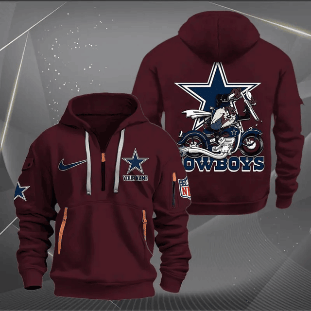 [SPECIAL OFFER] NEW CUSTOMIZED NFL21 DCB DALLAS COWBOYS MUTICOLOR QUARTER ZIP HOODIE