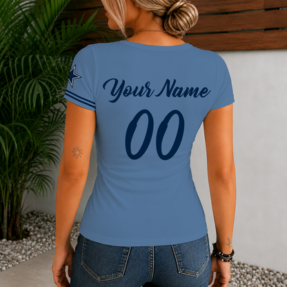 [SPECIAL OFFER] NEW CUSTOMIZED NFL21 DCB DALLAS COWBOYS WOMEN'S SHORT SLEEVE HENLEY T-SHIRT