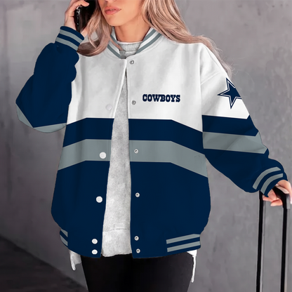 [SPECIAL OFFER] NEW CUSTOMIZED NFL21 DCB DALLAS COWBOYS SATIN VARSITY & BASEBALL JACKET