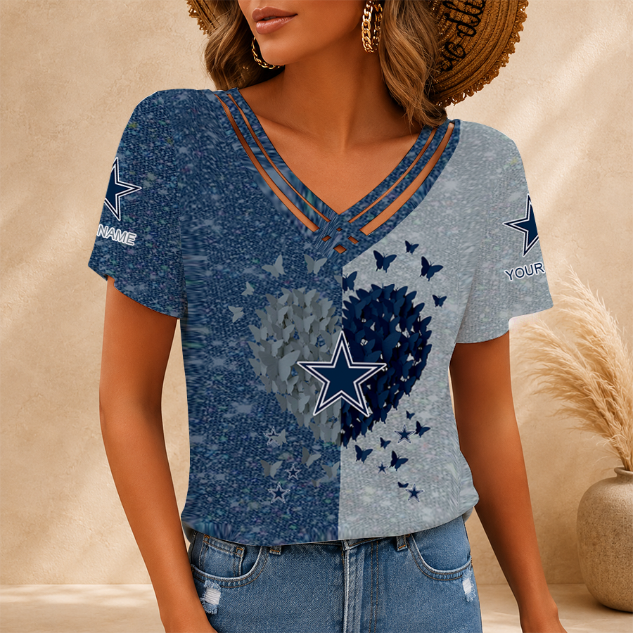 LIMITED EDITION - NEW CUSTOMIZED NFL21 DCB DALLAS COWBOYS V-NECK SHIRT