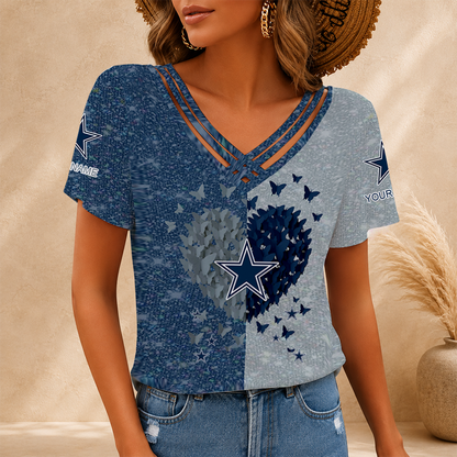LIMITED EDITION - NEW CUSTOMIZED NFL21 DCB DALLAS COWBOYS V-NECK SHIRT