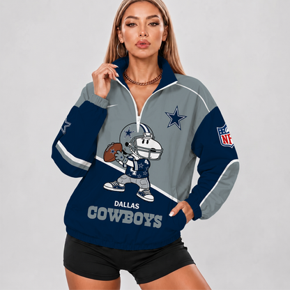 [SPECIAL OFFER] NEW CUSTOMIZED NFL21 DCB DALLAS COWBOYS V-NECK ZIPPER SWEATSHIRT JACKET