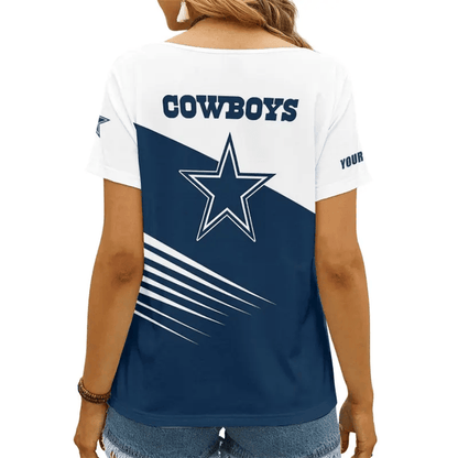 [SPECIAL OFFER] NEW CUSTOMIZED NFL21 DCB DALLAS COWBOYS V-NECK FEMALE SHIRT