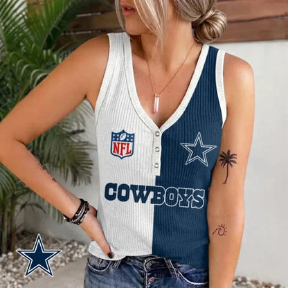 [SPECIAL OFFER] NEW CUSTOMIZED NFL21 DCB DALLAS COWBOYS WOMEN'S V-NECK TANK TOP