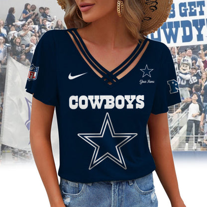 [SPECIAL OFFER] NEW CUSTOMIZED NFL21 DCB DALLAS COWBOYS V-NECK SHIRT