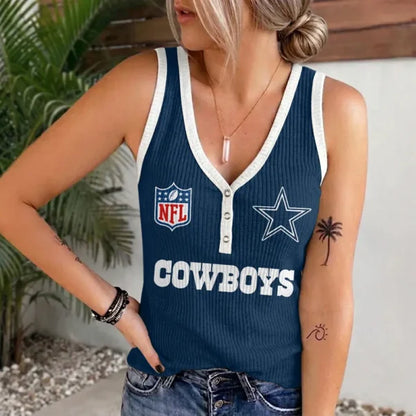[SPECIAL OFFER] NEW CUSTOMIZED NFL21 DCB DALLAS COWBOYS WOMEN'S V-NECK TANK TOP