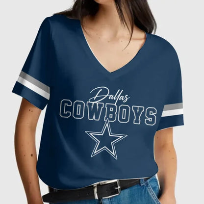 LIMITED EDITION - NEW CUSTOMIZED NFL21 DCB DALLAS COWBOYS V-NECK FEMALE SHIRT