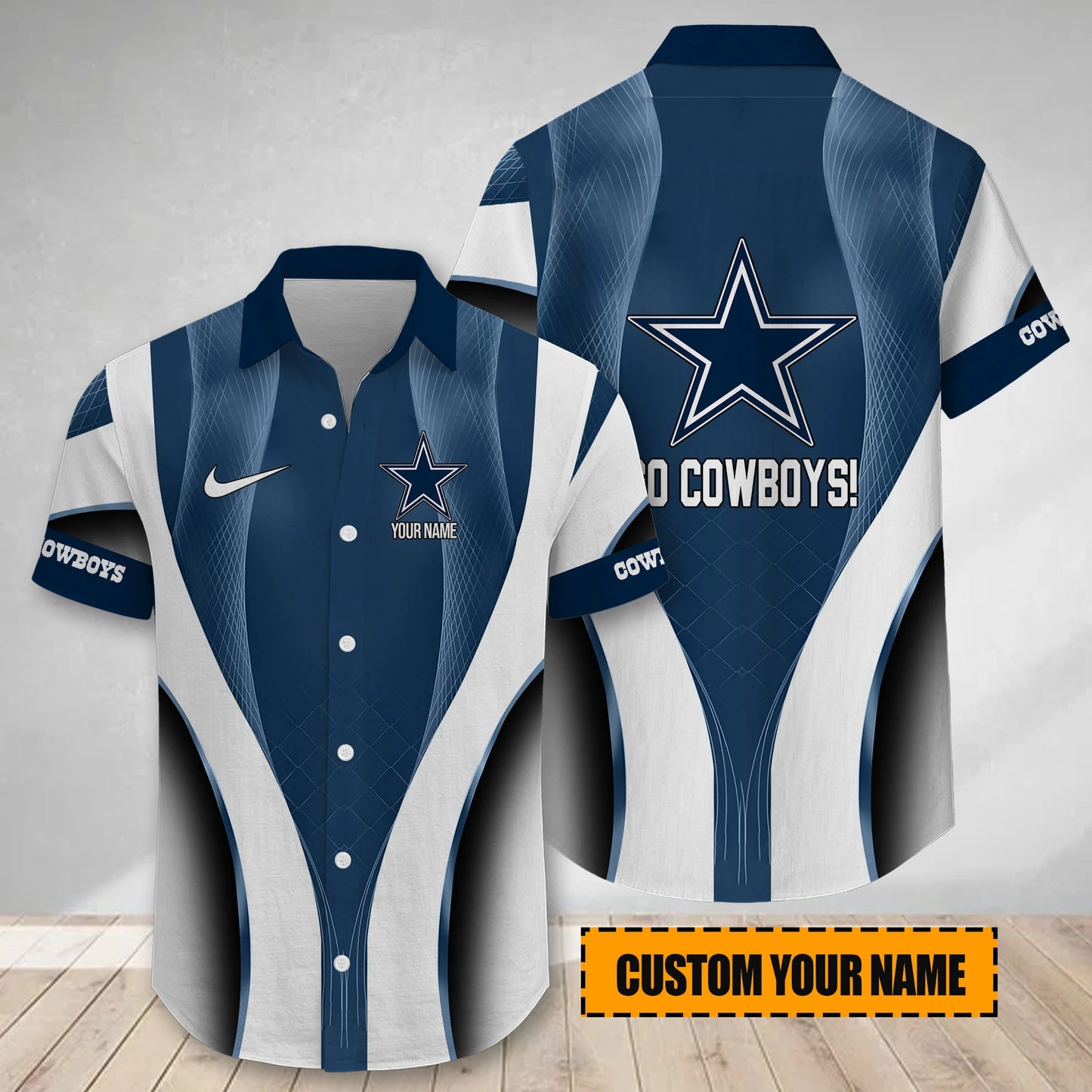 LIMITED EDITION - NEW CUSTOMIZED NFL21 DCB DALLAS COWBOYS SHORT SLEEVE BUTTON-UP SHIRT