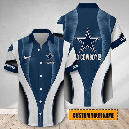 LIMITED EDITION - NEW CUSTOMIZED NFL21 DCB DALLAS COWBOYS SHORT SLEEVE BUTTON-UP SHIRT