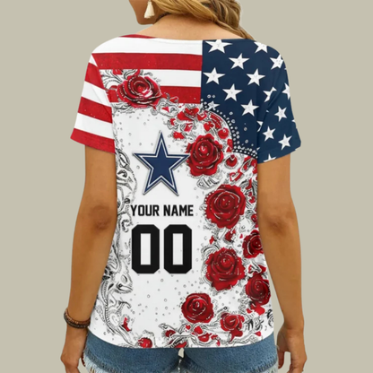 [SPECIAL OFFER] NEW CUSTOMIZED NFL21 DCB DALLAS COWBOYS V-NECK FEMALE SHIRT