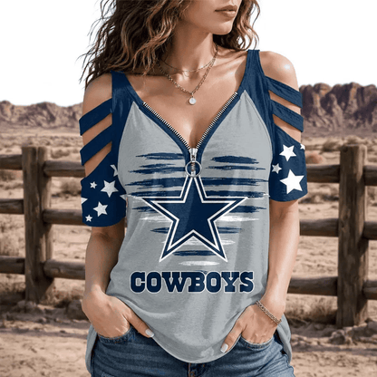 [SPECIAL OFFER] NEW CUSTOMIZED NFL21 DCB DALLAS COWBOYS STRAPPY COLD-SHOULDER TOP