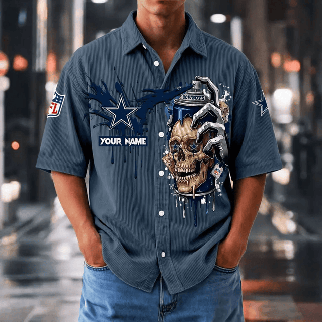 [SPECIAL OFFER] NEW CUSTOMIZED NFL21 DCB DALLAS COWBOYS SEERSUCKER BUTTON SHIRT