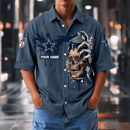 [SPECIAL OFFER] NEW CUSTOMIZED NFL21 DCB DALLAS COWBOYS SEERSUCKER BUTTON SHIRT