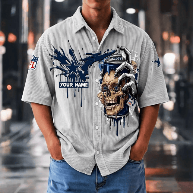 [SPECIAL OFFER] NEW CUSTOMIZED NFL21 DCB DALLAS COWBOYS SEERSUCKER BUTTON SHIRT