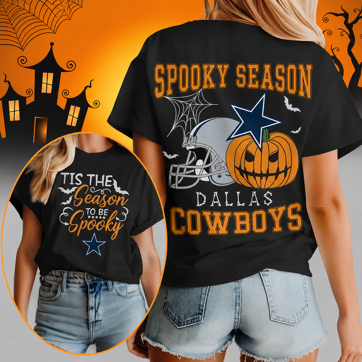 LIMITED EDITION - NEW CUSTOMIZED NFL21 DCB DALLAS COWBOYS  HALLOWEEN T-SHIRT, HOODIE & ZIP HOODIE