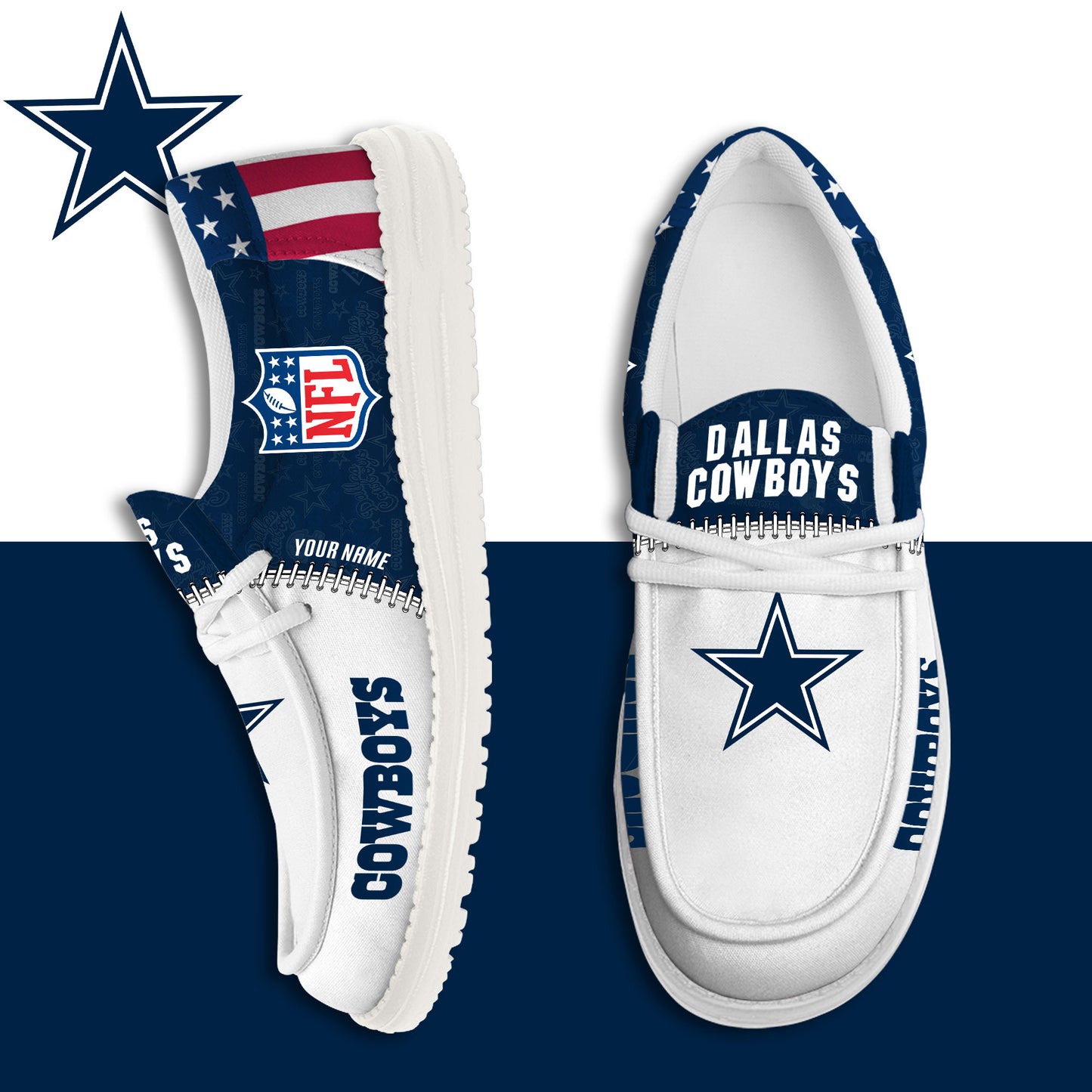 LIMITED EDITION - NEW CUSTOMIZED NFL21 DCB DALLAS COWBOYS LOAFER SHOES