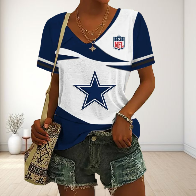 LIMITED EDITION - NEW CUSTOMIZED NFL21 DCB DALLAS COWBOYS V-NECK FEMALE SHIRT