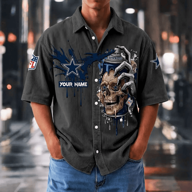 [SPECIAL OFFER] NEW CUSTOMIZED NFL21 DCB DALLAS COWBOYS SEERSUCKER BUTTON SHIRT