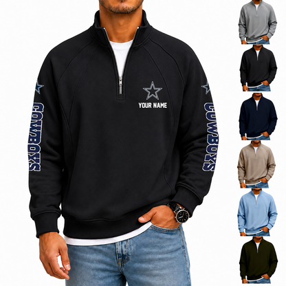 [SPECIAL OFFER] NEW CUSTOMIZED NFL21 DCB DALLAS COWBOYS MEN'S QUARTER ZIP PULLOVER