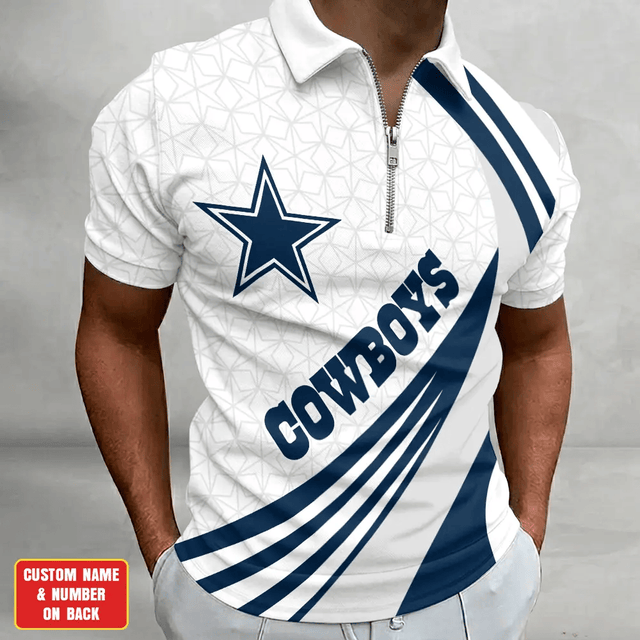 [SPECIAL OFFER] NEW CUSTOMIZED NFL21 DCB DALLAS COWBOYS ZIP POLO SHIRT