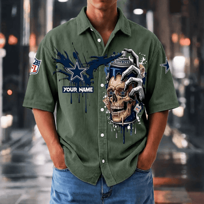 [SPECIAL OFFER] NEW CUSTOMIZED NFL21 DCB DALLAS COWBOYS SEERSUCKER BUTTON SHIRT