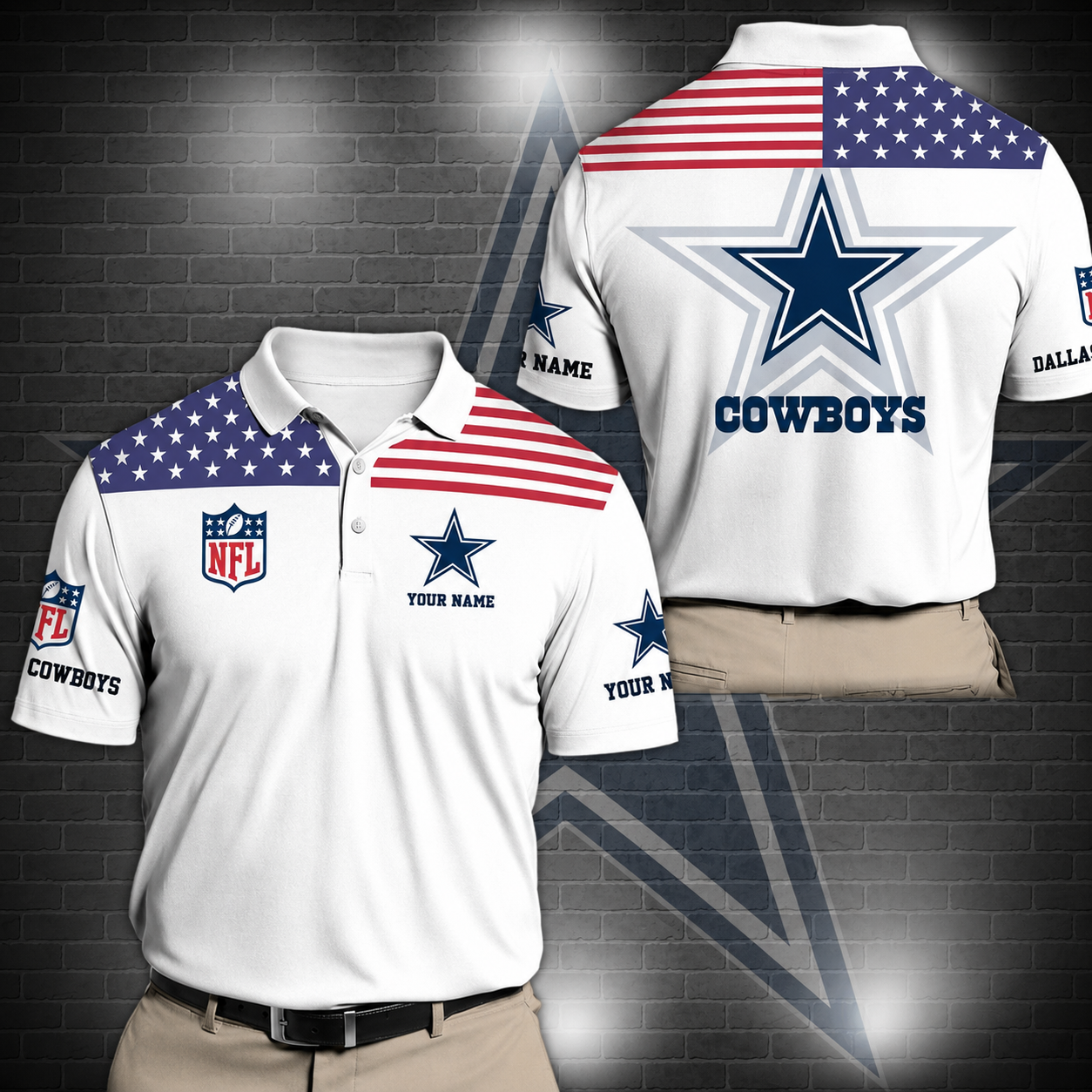 LIMITED EDITION - NEW CUSTOMIZED NFL21 DCB DALLAS COWBOYS POLO SHIRT