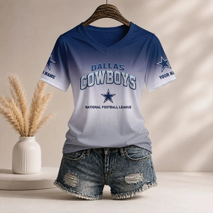 LIMITED EDITION - NEW CUSTOMIZED NFL21 DCB DL COWBOYS V-NECK FEMALE SHIRT
