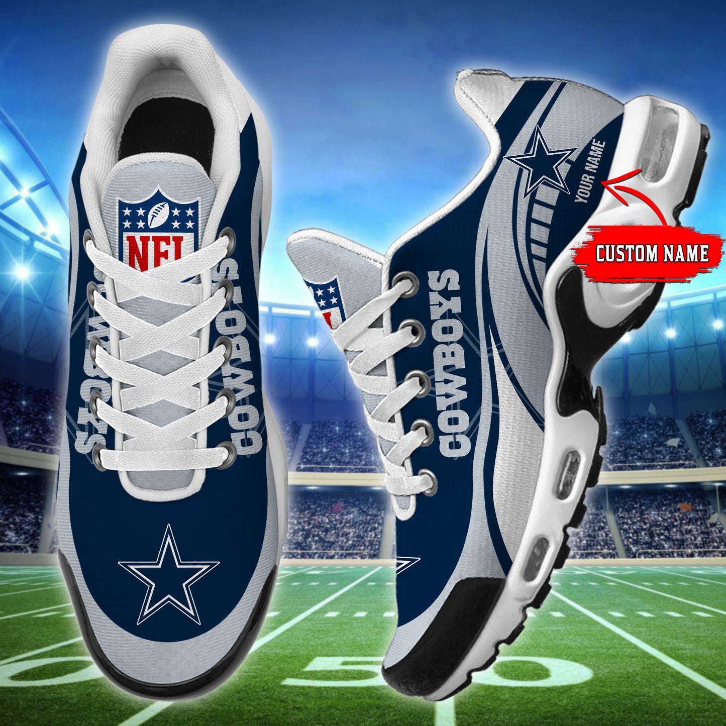 LIMITED EDITION - NEW CUSTOMIZED NFL21 DCB DALLAS COWBOYS AIR MAX PLUS SNEAKERS