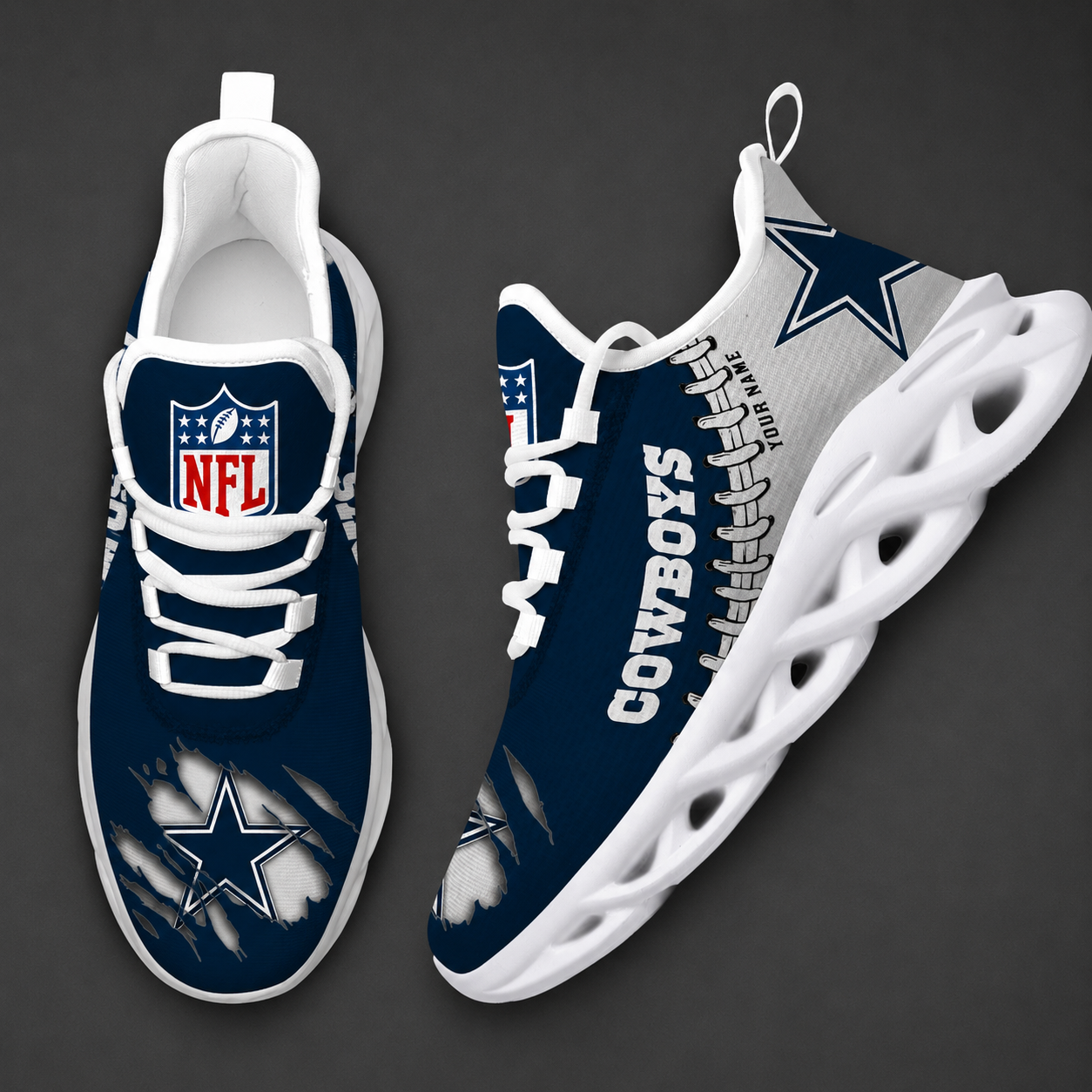 LIMITED EDITION - NEW CUSTOMIZED NFL21 DCB DALLAS COWBOYS UNISEX MAX SOUL SHOES