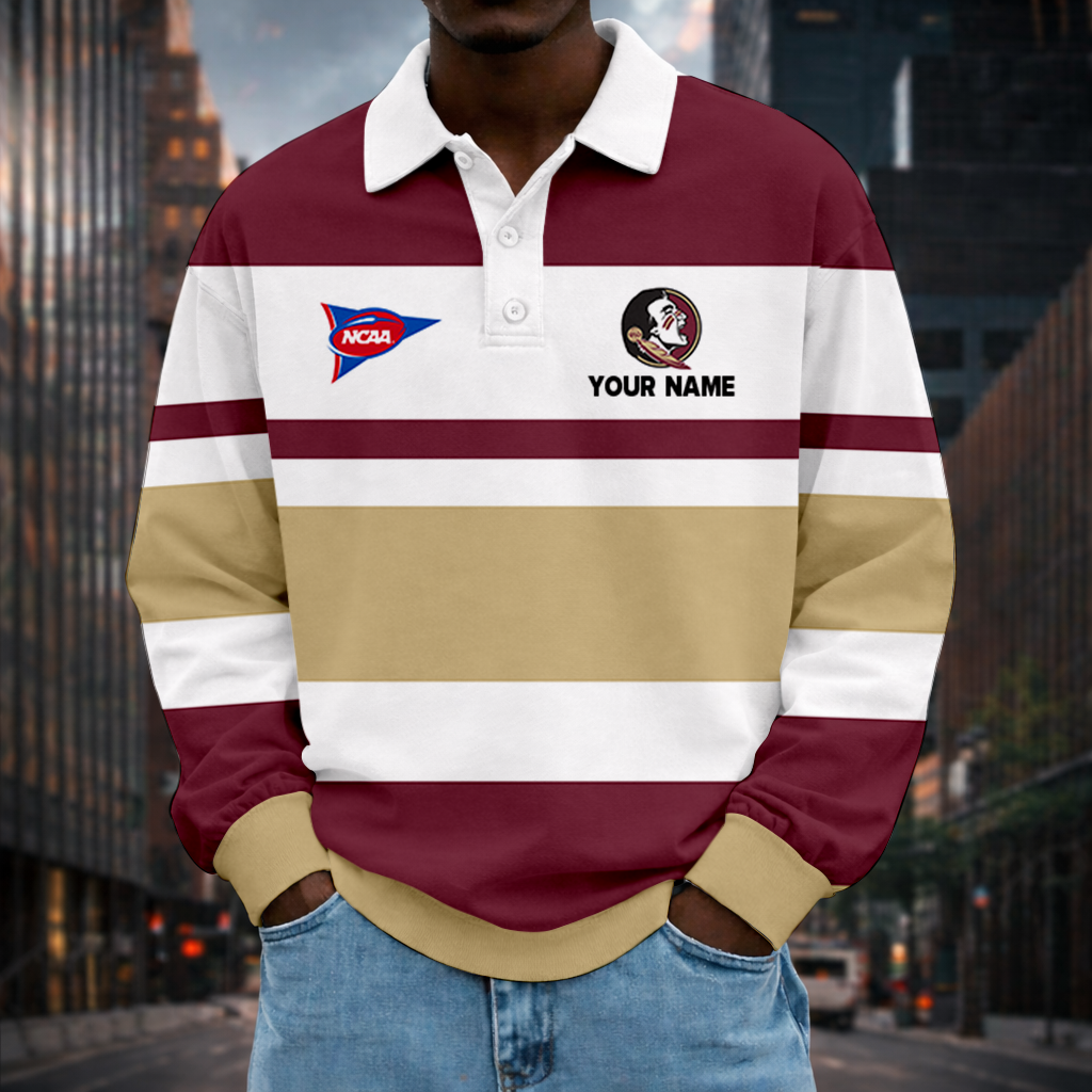 LIMITED EDITION - NEW CUSTOMIZED NCAA FBS21 FLS FLORIDA STATE SEMINOLES UNISEX LONG SLEEVE POLO