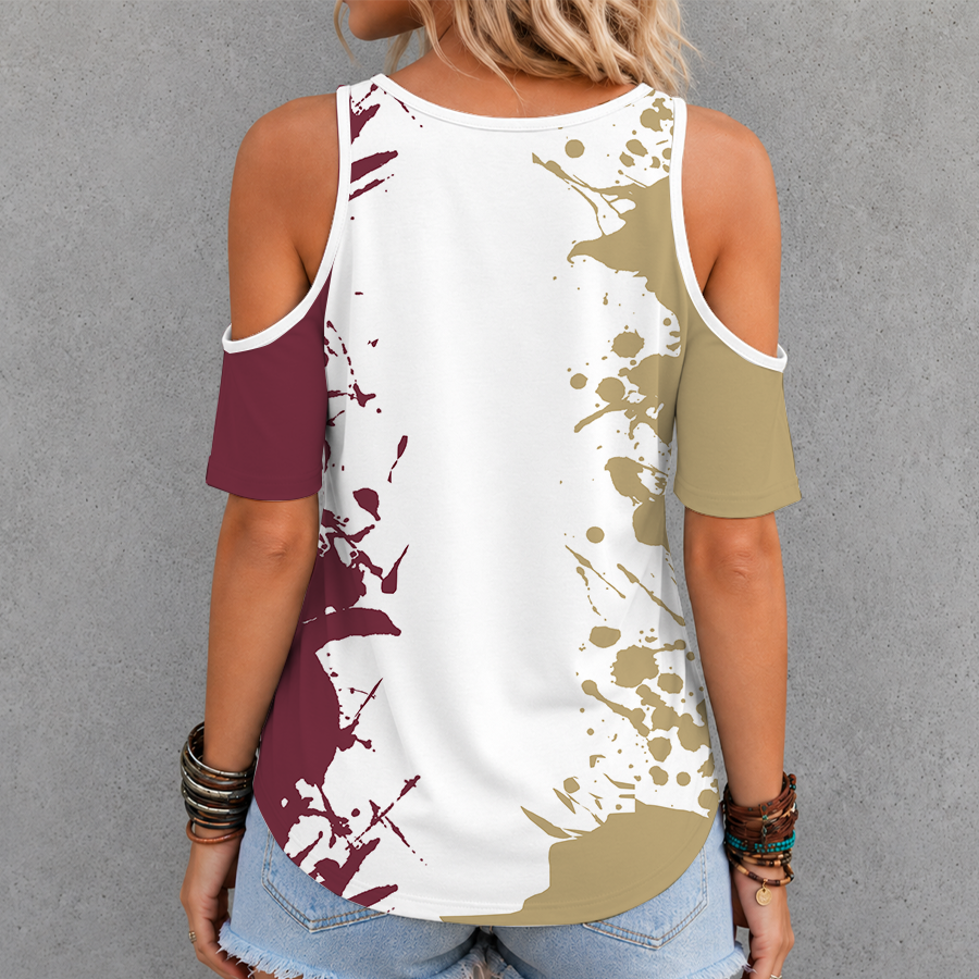 [FAN FAVORITE] NEW CUSTOMIZED NCAA FBS21 FLS FLORIDA STATE SEMINOLES CRISS CROSS V-NECK TOP