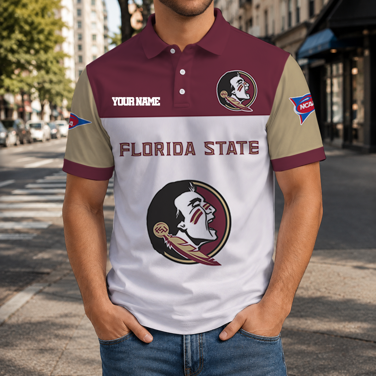 EXCLUSIVE EDITION - NEW CUSTOMIZED NCAA FBS21 FLS FLORIDA STATE SEMINOLES POLO SHIRT, ZIP POLO SHIRT & T-SHIRTS