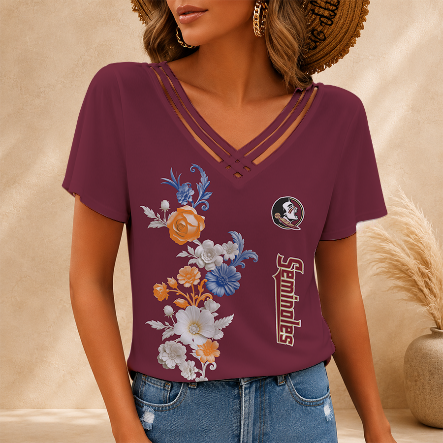 [FAN FAVORITE] NEW CUSTOMIZED NCAA FBS21 FLS FLORIDA STATE SEMINOLES V-NECK SHIRT