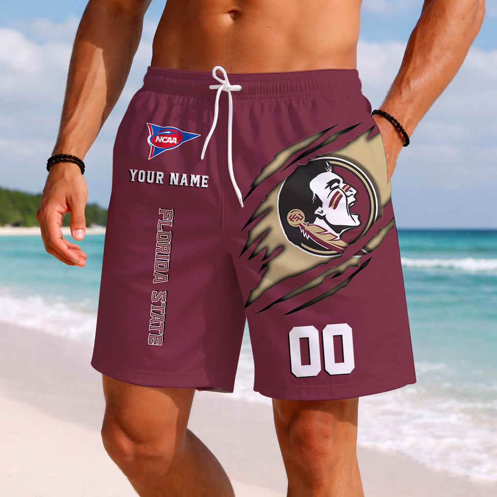 LIMITED EDITION - NEW CUSTOMIZED NCAA FBS21 FLS FLORIDA STATE SEMINOLES SHORT PANTS