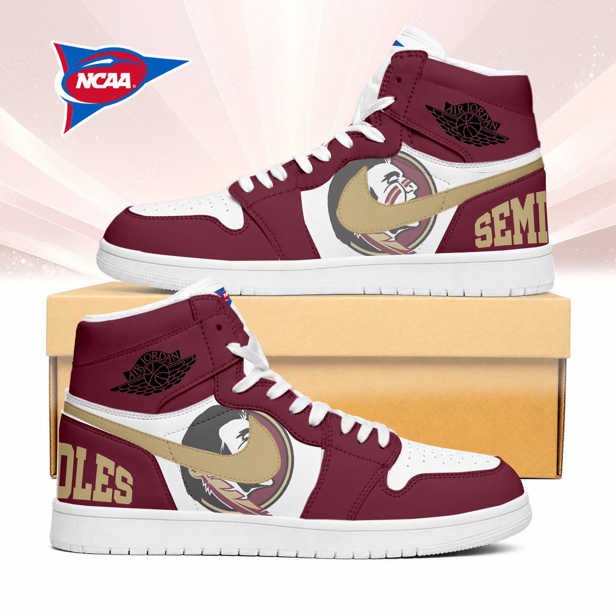 LIMITED EDITION - NEW CUSTOMIZED NCAA FBS21 FLS FLORIDA STATE SEMINOLES AIR JORDAN SNEAKERS