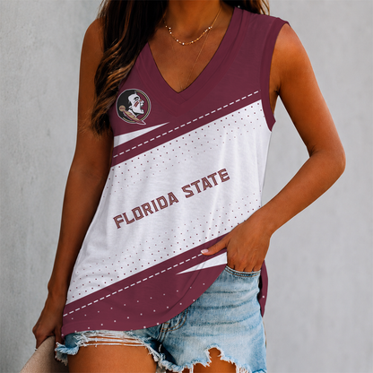 EXCLUSIVE EDITION - NEW CUSTOMIZED NCAA FBS21 FLS FLORIDA STATE SEMINOLES WOMEN'S V-NECK TANK TOP