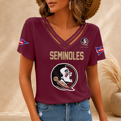 [FAN FAVORITE] NEW CUSTOMIZED NCAA FBS21 FLS FLORIDA STATE SEMINOLES V-NECK SHIRT