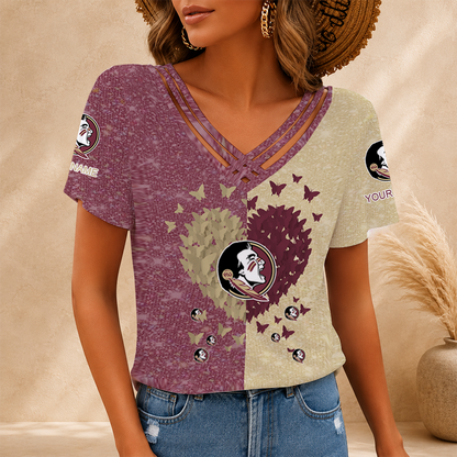[FAN FAVORITE] NEW CUSTOMIZED NCAA FBS21 FLS FLORIDA STATE SEMINOLES V-NECK SHIRT