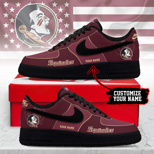 ELITE EDITION - NEW CUSTOMIZED NCAA FBS21 FLS FLORIDA STATE SEMINOLES AF1 SHOES