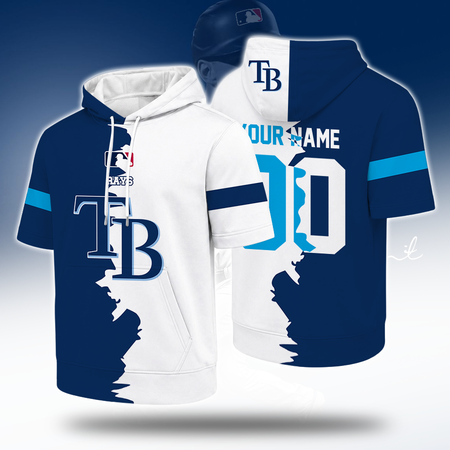 LIMITED EDITION - NEW CUSTOMIZED MLB21 TBR TAMPA BAY RAYS SHORT SLEEVE HOODIE