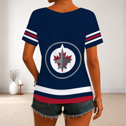 [SUPER SALE] NEW CUSTOMIZED NHL21 WPJ WINNIPEG JETS V-NECK FEMALE SHIRT