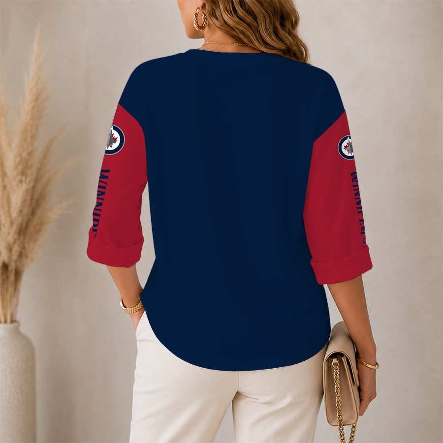 [SUPER SALE] NEW CUSTOMIZED NHL21 WPJ WINNIPEG JETS WOMEN'S HEART V-NECK LONG SLEEVE SHIRT
