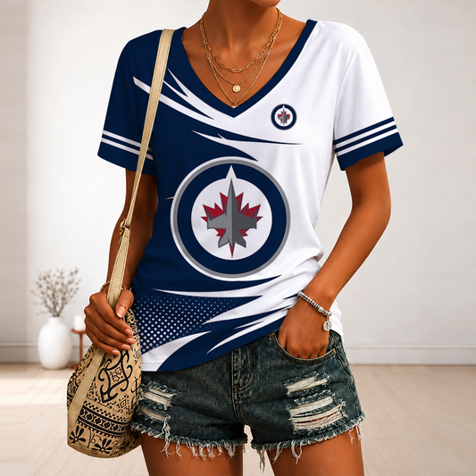 [SUPER SALE] NEW CUSTOMIZED NHL21 WPJ WINNIPEG JETS V-NECK FEMALE SHIRT