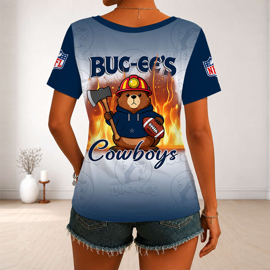 [SPECIAL OFFER] NEW CUSTOMIZED NFL21 DCB DALLAS COWBOYS BUC-EE'S V-NECK FEMALE SHIRT