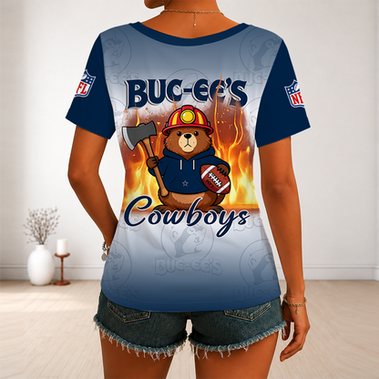 [SPECIAL OFFER] NEW CUSTOMIZED NFL21 DCB DALLAS COWBOYS BUC-EE'S V-NECK FEMALE SHIRT