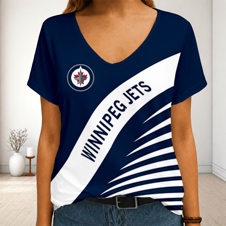 LIMITED EDITION - NEW CUSTOMIZED NHL21 WPJ WINNIPEG JETS V-NECK FEMALE SHIRT